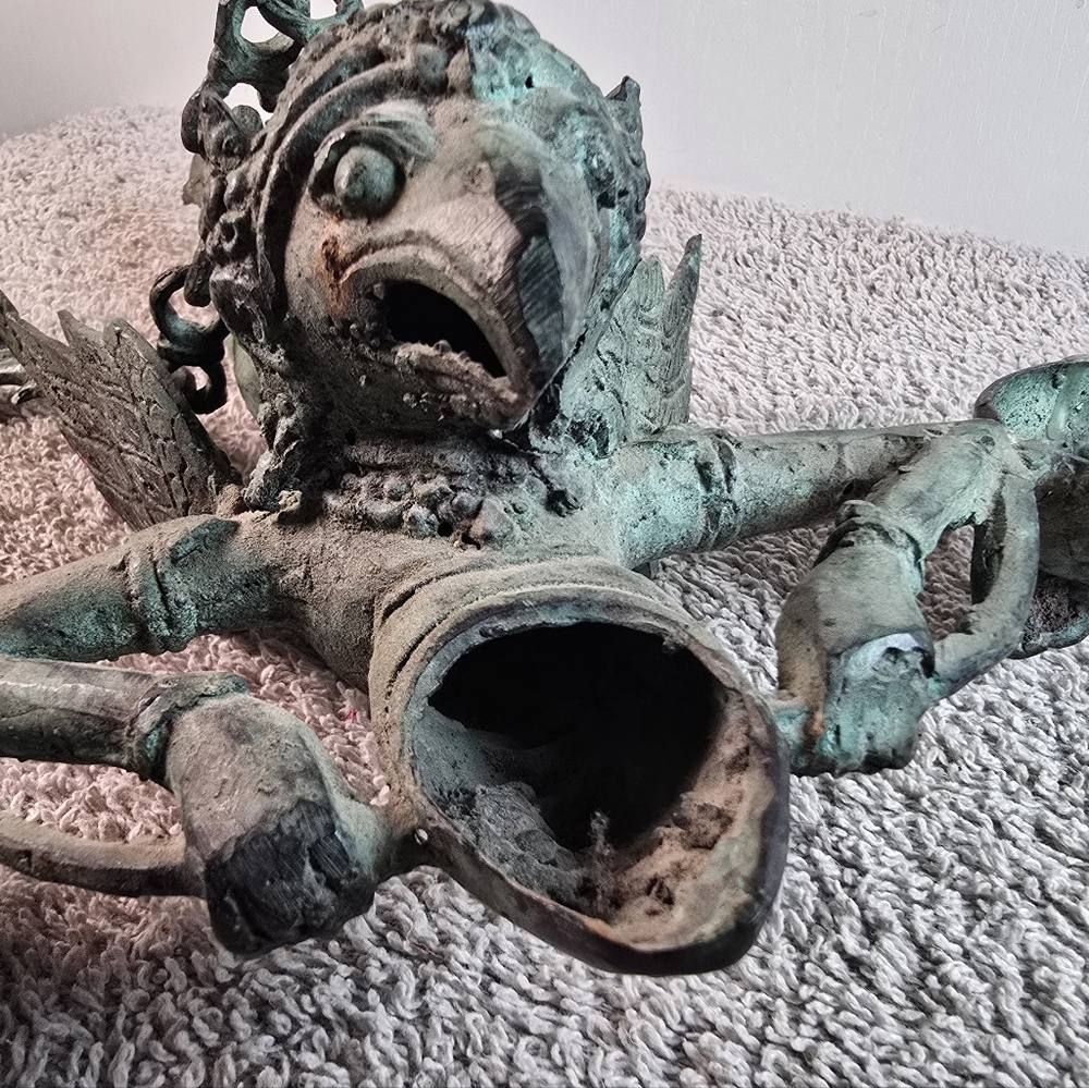 Hanging Bronze Flying Garuda Oil Lamp - Picture 5 of 16